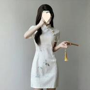新中式旗袍新款2025改良版年輕款少女小個(gè)子夏季新款絕美連衣裙 JYP6088霧里花 XL