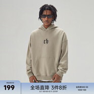 CHINISMCH字母印花連帽衛(wèi)衣男潮牌美式寬松上衣重磅情侶帽衫 米咖色 XXL（推薦 170-200斤）