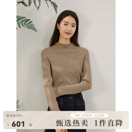 beanpole濱波 春秋女士純羊毛純色半高領(lǐng)內搭長(cháng)袖毛衣 栗色 S 160/84A
