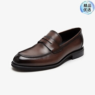 萊爾斯丹（le saunda）套腳低幫圓頭樂福鞋男皮鞋5MM01701 深啡色 TML 41