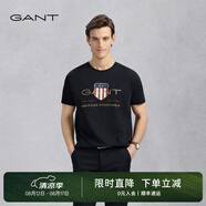 GANT/甘特【100%棉】男女情侶款學(xué)院風(fēng)美式休閑圓領(lǐng)短袖重磅T恤 5黑色 L