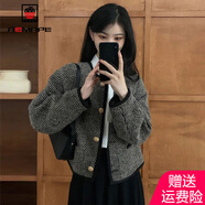 AEMAPE法式小香風外套女2025春秋冬季新款短外套女小眾復古短款上衣 黑色【里布】 M