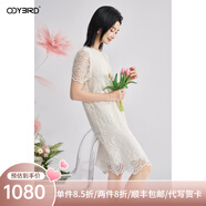 歐迪鳥2025夏季新款溫柔女人味勾花蕾絲裙設(shè)計(jì)感花邊優(yōu)雅大氣裙子 米杏色 S
