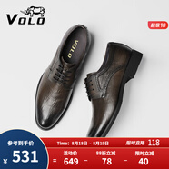VOLO犀牛男鞋商務正裝皮鞋男士內(nèi)增高透氣軟底德比鞋 卡其 41 