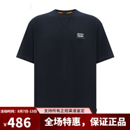 雨果博斯（HUGO BOSS）BOSS男裝t恤男商務(wù)休閑男裝上衣棉質(zhì)短袖簡約logo款短袖T恤 深藍寬松版選小一號（50510218） 3XL （220-240斤）僅供參考
