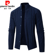 皮爾卡丹（pierre cardin）小眾設(shè)計(jì)2025冬季新款男士麻花開(kāi)衫毛衣外套針織衫歐美風(fēng)毛線(xiàn)衣潮 藏青色 M