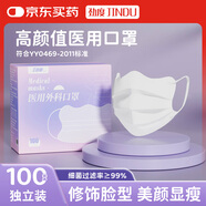 勁度（JINDU）醫(yī)用外科口罩夏季薄款透氣一次性獨(dú)立包裝防過(guò)敏防曬蝶形成人男女