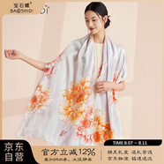 寶石蝶真絲絲巾女100%桑蠶絲旗袍披肩圍巾女媽媽生日禮物女禮盒/牡丹2