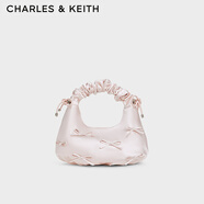 CHARLES&KEITH蝴蝶結(jié)褶皺手提斜挎小方包生日禮物女CK2-40151496 Baby Pink淺粉紅色 中包