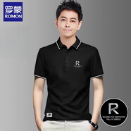 羅蒙品牌Polo衫男士短袖夏季薄款運動休閑中年商務(wù)翻領(lǐng)t恤 R980黑色單杠短袖POLO M 【建議體重90.115斤】