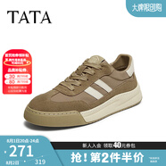 他她（TATA）男士阿甘男鞋復(fù)古德訓(xùn)鞋男運(yùn)動(dòng)休閑鞋厚底板鞋小白鞋PCB01AM3 QDR01AM4卡其/白 43