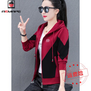 AEMAPE連帽外套女春秋冬2025新款撞色開衫衛(wèi)衣休閑運(yùn)動百搭短款上衣 酒紅尺碼偏小建議拍大一碼 XL (推薦110-125斤)