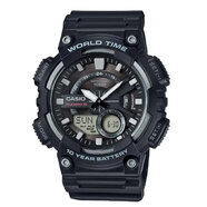 卡西歐（CASIO）AEQ-110W-1B男表小黑武士石英表黑色表盤運動防水學生 七夕送男友 AEQ-110W-1AVDF 52mm