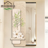 接運貓奶油風(fēng)穿衣鏡入戶(hù)玄關(guān)推拉式裝飾畫(huà)鏡子全身掛畫(huà)隱藏肌理臥室壁畫(huà) 雕花刻葉A 外框62180cm鏡子50160cm