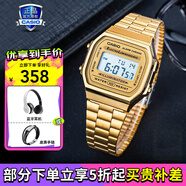 卡西歐（CASIO）小金表男士時尚潮流石英表電子表復(fù)古防水手表男 A168WG-9WDF