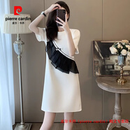 皮爾卡丹（pierre cardin）高端品牌今年流行超好看t恤連衣裙女顯瘦氣質(zhì)小個(gè)子洋氣減齡短袖 白色 M (105斤內)
