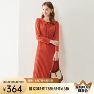 經(jīng)典故事（JANE STORY）長(zhǎng)袖娃娃領(lǐng)減齡雪紡連衣裙女秋季2024年新款高級(jí)感質(zhì)感氣質(zhì)百褶裙 磚紅色 M