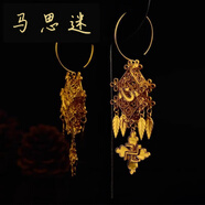 馬思迷古法黃金鏤空花絲菩提心耳環(huán)女鍍金復古宮廷銀針耳墜 菩提心耳環(huán)一對