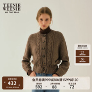 Teenie Weenie小熊春季簡(jiǎn)約時(shí)尚休閑絞花針織系帶開衫外套毛衣 棕色 M (165)