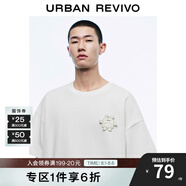 UR【明星同款】2025夏季新款男裝休閑立體圖案短袖T恤UMM450044 本白 L