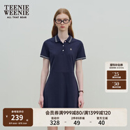 Teenie Weenie小熊休閑通勤氣質(zhì)收腰Polo白色連衣裙夏裝連身裙女裝裙子 藏青色 S (160)