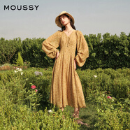 moussy 【劉亦菲同款】南法度假風(fēng)碎花浪漫優(yōu)雅連衣裙028ISX33-3711 070米色 S