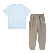 茵寶（Umbro）新款夏季跑步健身套裝馬拉松訓(xùn)練服男女足球風(fēng)運動套裝3 微風(fēng)藍+沙礫棕 XL