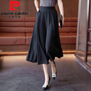 皮爾卡丹（pierre cardin）雪紡冰絲闊腿褲女夏季媽媽褲裙甩褲高腰休閑直筒七分褲子女裝 黑色 M 建議80-95斤