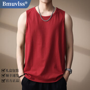 Bmuvlss高端品牌男裝美式坎肩背心男2025夏季純色透氣運(yùn)動(dòng)健身背心男士 酒紅 M 適合100-120斤