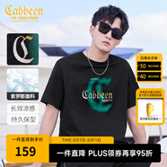 卡賓男裝 【涼感】索羅那暈染印花T恤秋潮流肌理LOGO短袖街頭休閑A 漆黑色-涼感 S /165/46