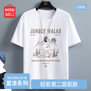 名創(chuàng)優(yōu)品（MINISO）冰絲短袖t恤男士夏季涼感透氣半袖學(xué)生休閑百搭男裝運(yùn)動速干衣服 白色(叢林探險) XL 180(體重140-160斤左右)