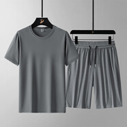 胖東來【央媽推薦】體能服軍夏季男短袖短褲運動套裝作訓服速干跑步軍綠 888深灰套裝 M 建議105斤左右穿