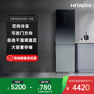 HITACHI日立冰箱328L水晶玻璃雙門式原裝進口R-BF330JC雙向冷卻自選干濕調溫 星空黑色