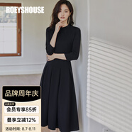ROEYSHOUSE羅衣優(yōu)雅簡(jiǎn)約收腰大擺針織連衣裙秋裝新款氣質(zhì)減齡黑色裙子05860 黑色 M