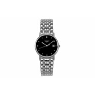 浪琴（LONGINES）浪琴 石英機芯 30米防水 男表 瑞表 36mm 黑色表盤 精鋼精鋼表殼 銀色表帶