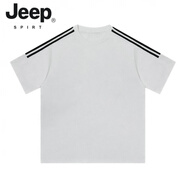 JEEP SPIRIT純色百搭短袖T恤男夏季ins潮牌經(jīng)典三條杠插肩袖寬松休閑情侶體恤 Y01-淺灰色純棉短袖 2XL