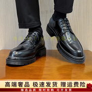 Hang TenGF皮鞋男布洛克英倫風(fēng)西裝厚底增高黑色休閑商務(wù)正裝男士結婚新郎 PX25布洛克黑色 38 標準皮鞋碼