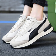 彪馬（PUMA）板鞋男鞋女鞋 秋季新款R78復(fù)古德訓(xùn)鞋情侶輕便運(yùn)動(dòng)鞋低幫休閑鞋子 米白色-黑色/側(cè)邊logo/I型鞋頭 41 (內(nèi)長(zhǎng)265mm)