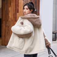 以純 YISHION少女加厚加絨外套秋冬2024新款初中學(xué)生高中女生仿羊羔毛夾棉外套 91杏色【棉衣女/冬款外套女/棉服 S 建議100斤以內(nèi)