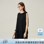 范思藍(lán)恩花梨裙 無(wú)袖設(shè)計(jì)感氣質(zhì)A字連衣裙夏裝新款韓版系帶蝴蝶結(jié) 黑色 M