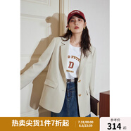 獨(dú)束大碼女裝通勤輕職業(yè)隨性西裝外套女春季新款微胖mm簡(jiǎn)約風(fēng)尚上衣 奶油米 2XL （尺碼：4）
