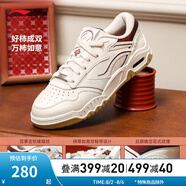 李寧（LI-NING）月白3男鞋夏季透氣減震回彈經(jīng)典休閑鞋AGCV077 云霧白/深殷紅-2 V077款 42