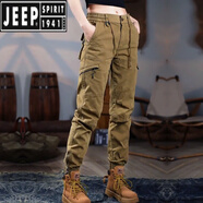 JEEP SPIRIT工裝褲女春秋冬季戶外登山褲美式復(fù)古夏季薄款情侶束腳休閑褲子男  春秋款【男女同款】駝色  28 【建議90-110斤】