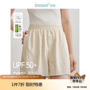 茵曼UPF100+防曬衣女夏時尚襯衫外套 短褲-杏色 L