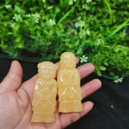 迦圖鯪米黃玉白玉隨葬用品童男童女金童玉女玉仆人童子童女玉石擺件 黃玉一對