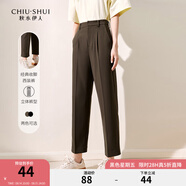 秋水伊人時(shí)尚百搭九分休閑褲秋季新款女氣質(zhì)通勤顯瘦鉛筆褲 棕色 S