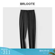 Brloote/巴魯特男士休閑褲修身小腳長褲夏季商務(wù)休閑褲子男 黑色 175/86A