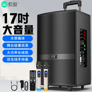 索愛（soaiy）音箱音響拉桿藍(lán)牙廣場舞戶外大音量功率便攜移動演出k歌低音炮地?cái)倲[喇叭麥克風(fēng)重低音家庭ktv設(shè)備 17吋專業(yè)音箱+2支無線話筒