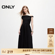 ONLY夏季休閑度假風(fēng)一字肩輕薄長(zhǎng)款連衣裙女|124261010 H1Z 黑色 S (160) 80A