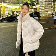 亮面羽絨棉服女短款立領(lǐng)2025冬季寬松韓版亮面加厚保暖棉衣外套潮 乳白【優(yōu)質(zhì)品】- S （建議80-110斤）